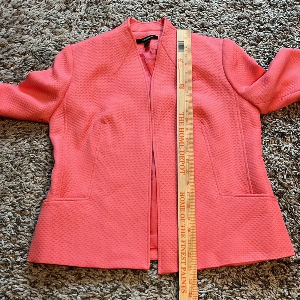 LOUBEN pink /salmon textured,open front jacket, blazer size 6 - Picture 9 of 11